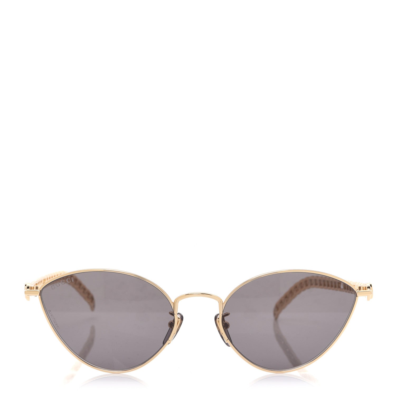 Gucci Metal Chain Cat Eye GG0977S Sunglasses Gold Grey 2 of 12