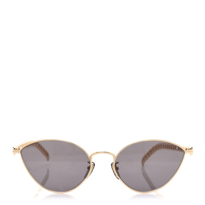 Gucci Metal Chain Cat Eye GG0977S Sunglasses Gold Grey 2 of 12
