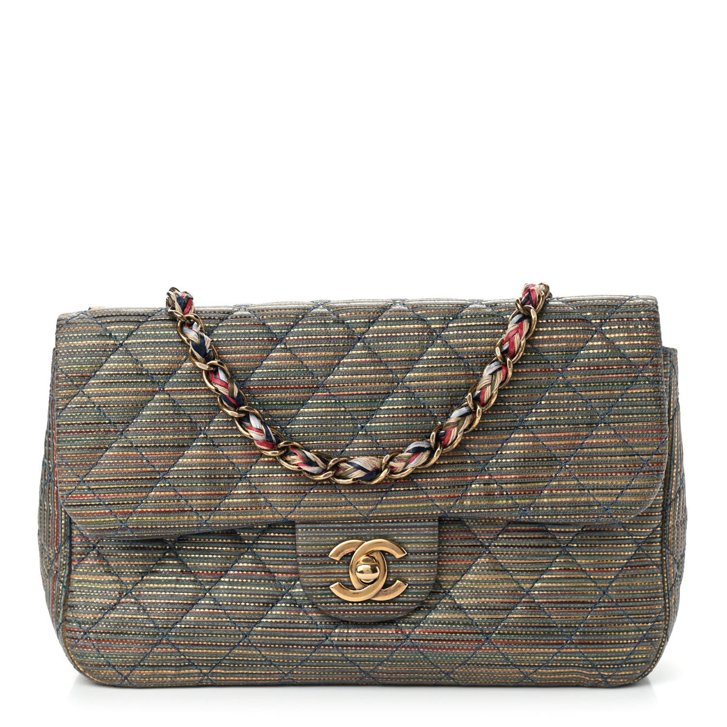 Chanel Metallic Sheepskin Thin Striped Small Single Flap Multicolor 1 of 8
