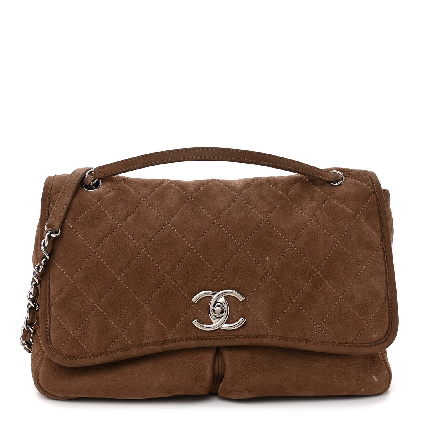 Ultra Soft Suede Calfskin Large Natural Beauty Flap Brown