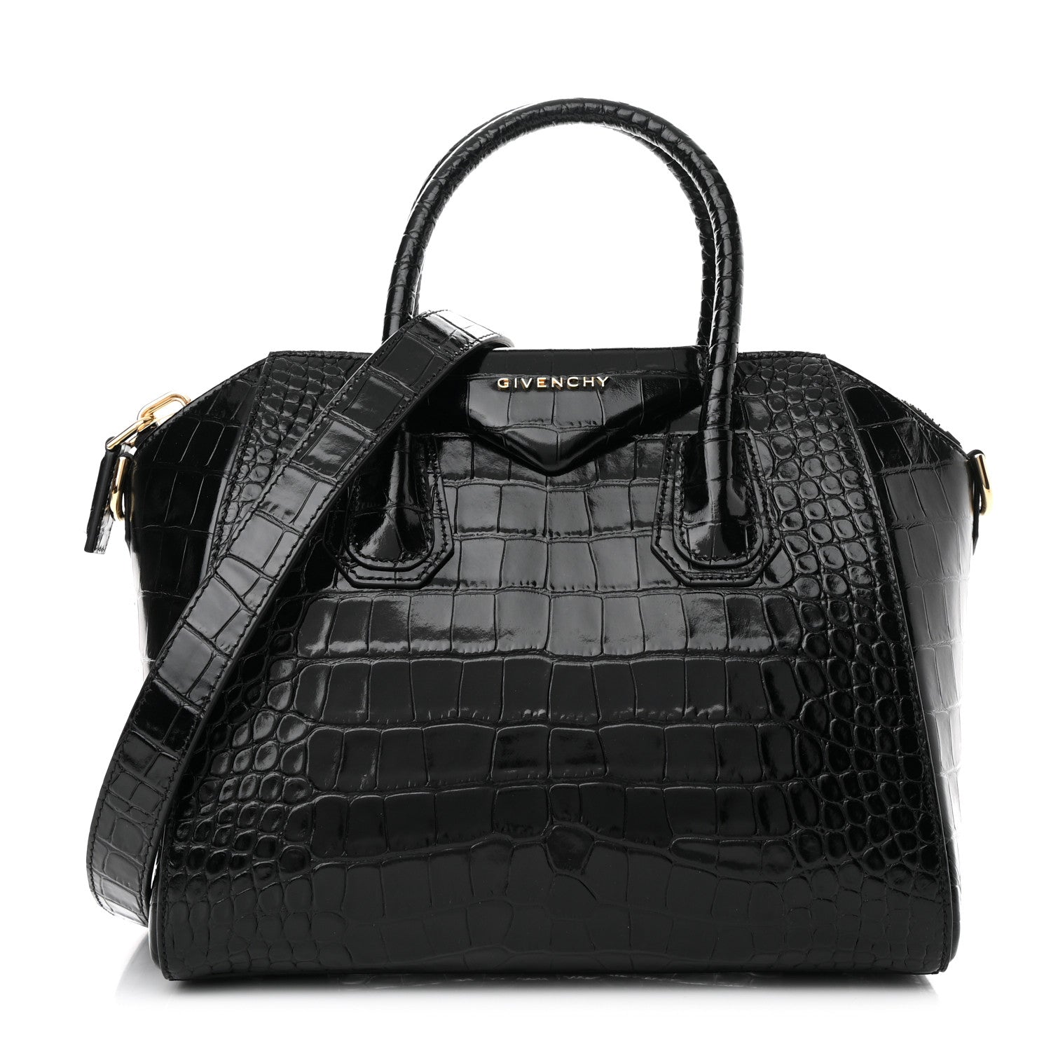 Givenchy Calfskin Crocodile Embossed Small Antigona Black 1 of 10