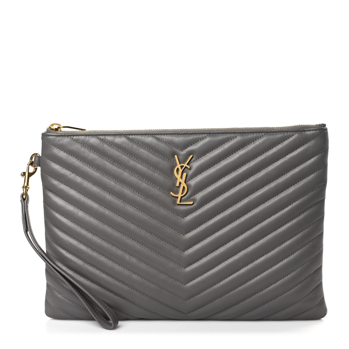 Calfskin Matelasse Monogram Cassandre Tablet Pouch Fog