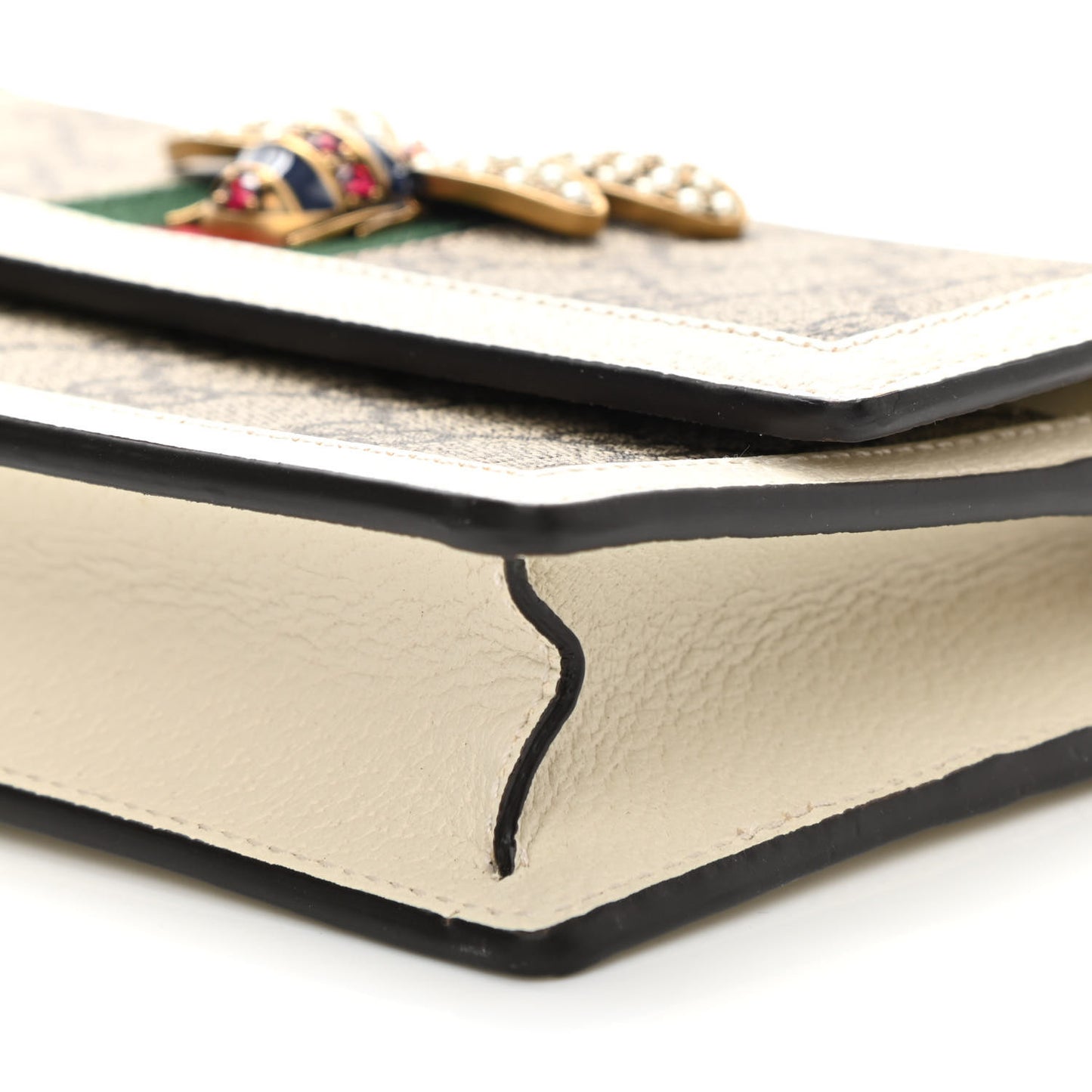 GG Supreme Monogram Web Queen Margaret Chain Wallet White