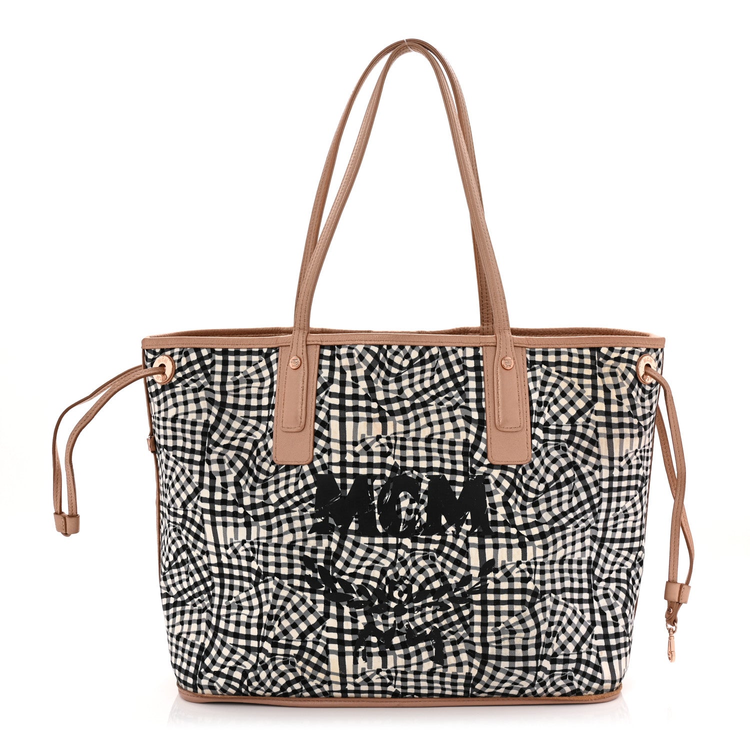 MCM Metallic Visetos Medium Liz Reversible Shopper Tote Champagne Gold 3 of 18