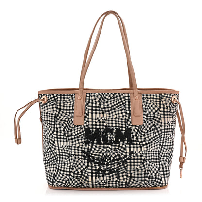 MCM Metallic Visetos Medium Liz Reversible Shopper Tote Champagne Gold 3 of 18