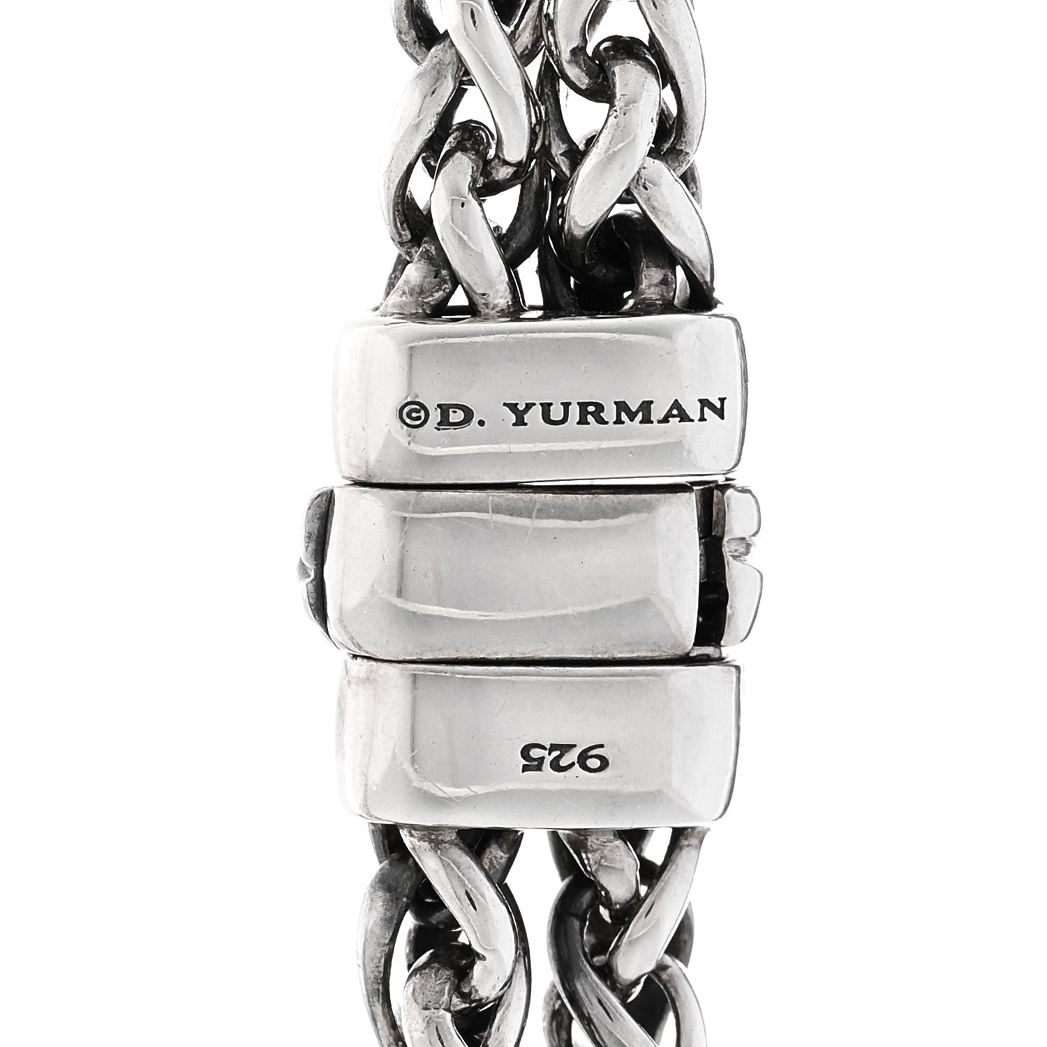 David Yurman Sterling Silver Diamond 18mm Double Wheat Chain Necklace 5 of 6