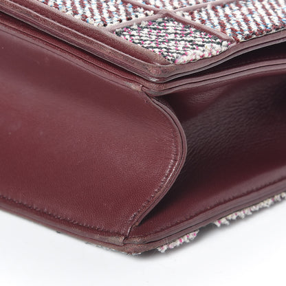 Christian Dior Tweed Calfskin Medium Diorama Flap Bag Burgundy Multicolor 8 of 16