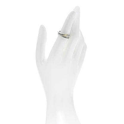 David Yurman Sterling Silver 18K Yellow Gold 6mm X Crossover Ring 51 5.75 2 of 5