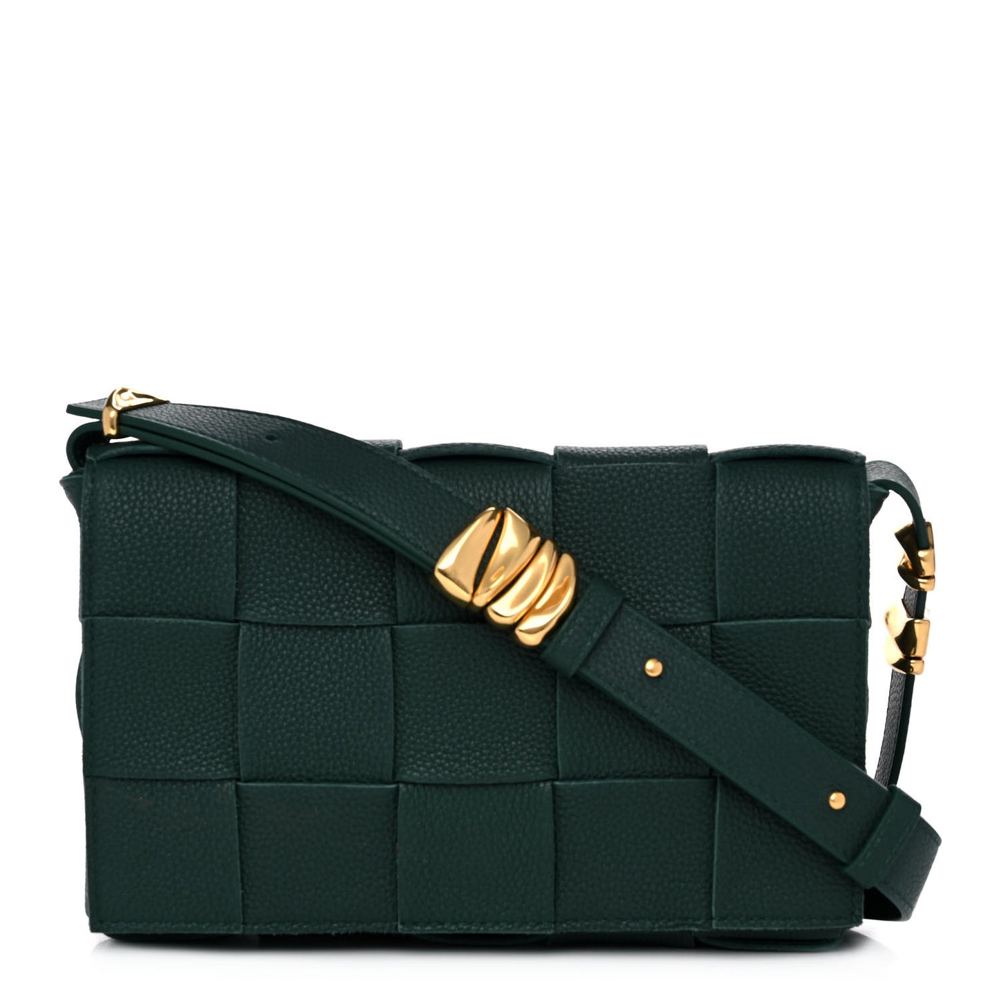 Grained Calfskin Maxi Intrecciato Cassette Crossbody Bag Raintree Green
