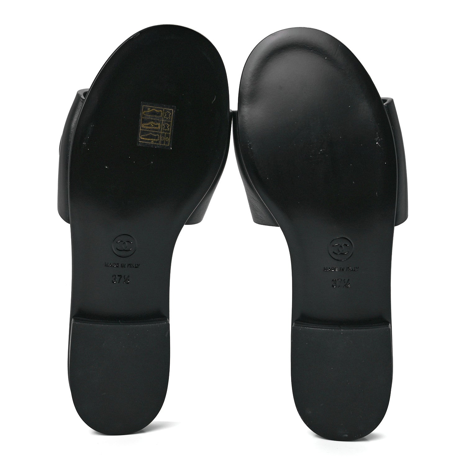 Chanel Calfskin Patent Calfskin Logo Mules 37.5 Black 5 of 8