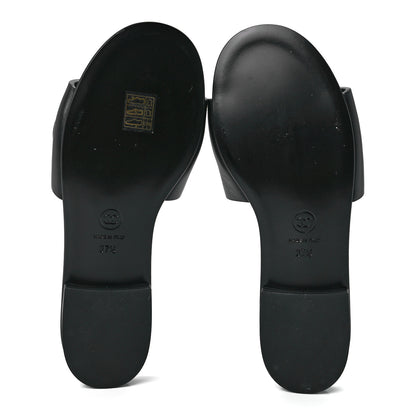 Chanel Calfskin Patent Calfskin Logo Mules 37.5 Black 5 of 8