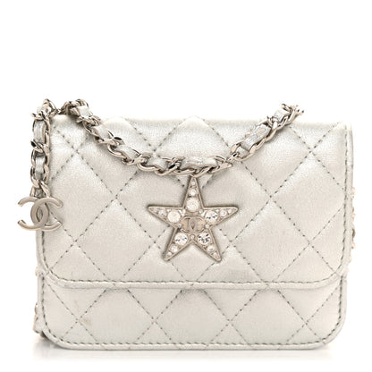 Chanel Metallic Lambskin Crystal Quilted Star Chain Belt Bag Silver 1 of 12
