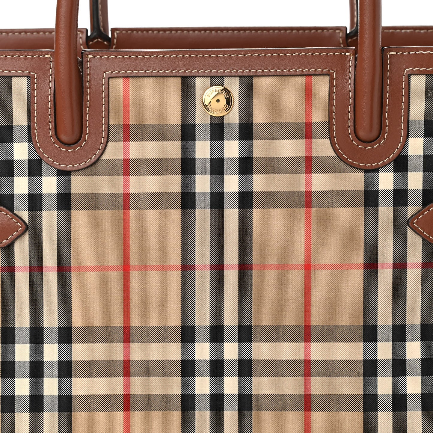 Calfskin Vintage Check Two Handle Title Bag Archive Beige