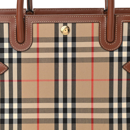 Burberry Calfskin Vintage Check Two Handle Title Bag Archive Beige 8 of 12