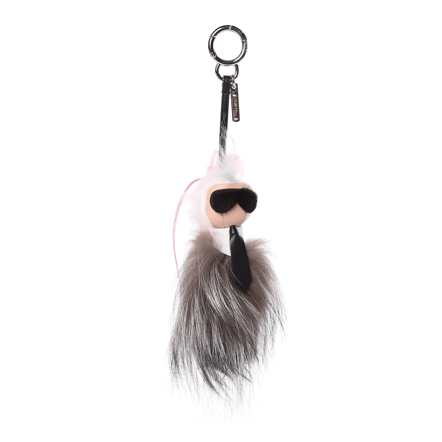 Fendi Mink Fox Goat Fur Mini Karlito Bag Charm Pink 1 of 3