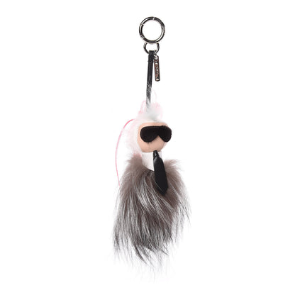 Fendi Mink Fox Goat Fur Mini Karlito Bag Charm Pink 1 of 3