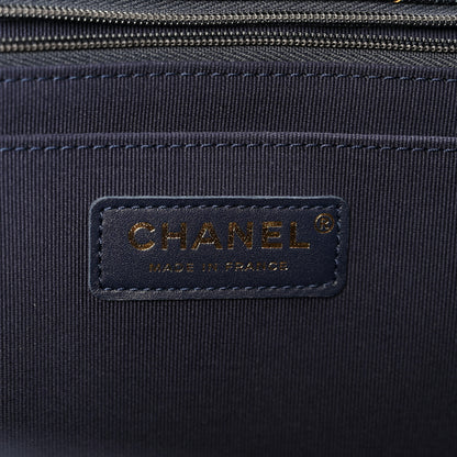 Chanel Denim Quilted XXL Travel Flap Bag Dark Blue Orange 6 of 11