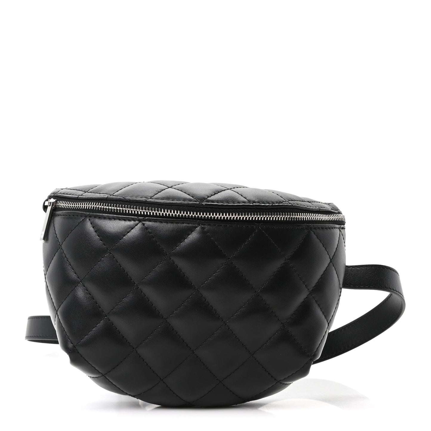Calfskin Quilted Uniform Waist Belt Bag Black