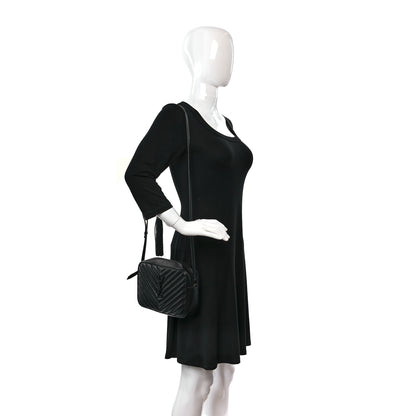 Saint Laurent Calfskin Matelasse Monogram Monochrome Lou Camera Bag Black 2 of 9