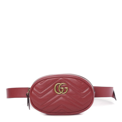 Gucci Calfskin Matelasse GG Marmont Belt Bag 95 38 Hibiscus Red 1 of 13