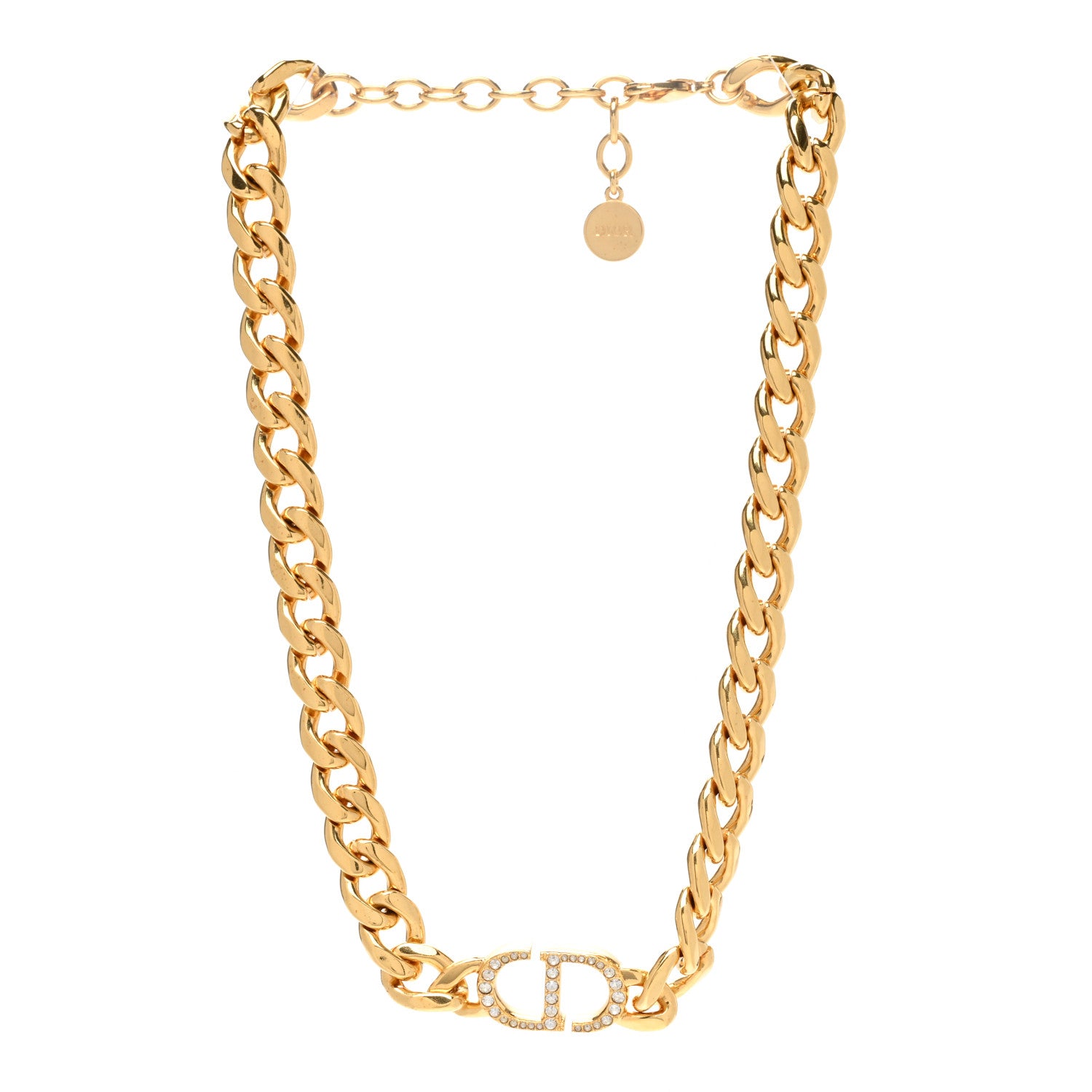 Christian Dior Metal Crystal 30 Montaigne Necklace Gold 3 of 6