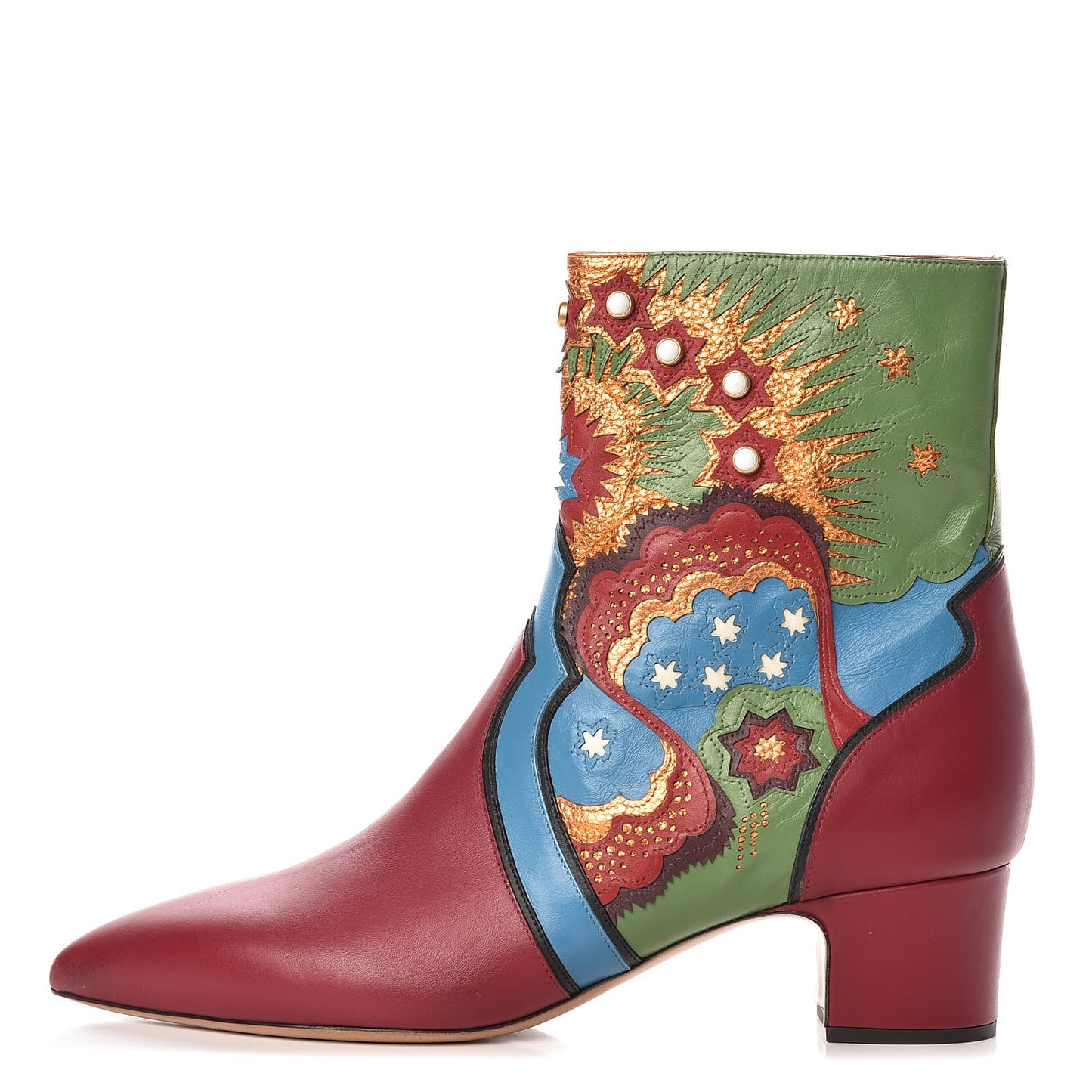 Calfskin Enchanted Wonderland Ankle Boots 41 Scarlet Multicolor