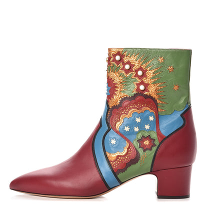 Valentino Garavani Calfskin Enchanted Wonderland Ankle Boots 41 Scarlet Multicolor 1 of 9