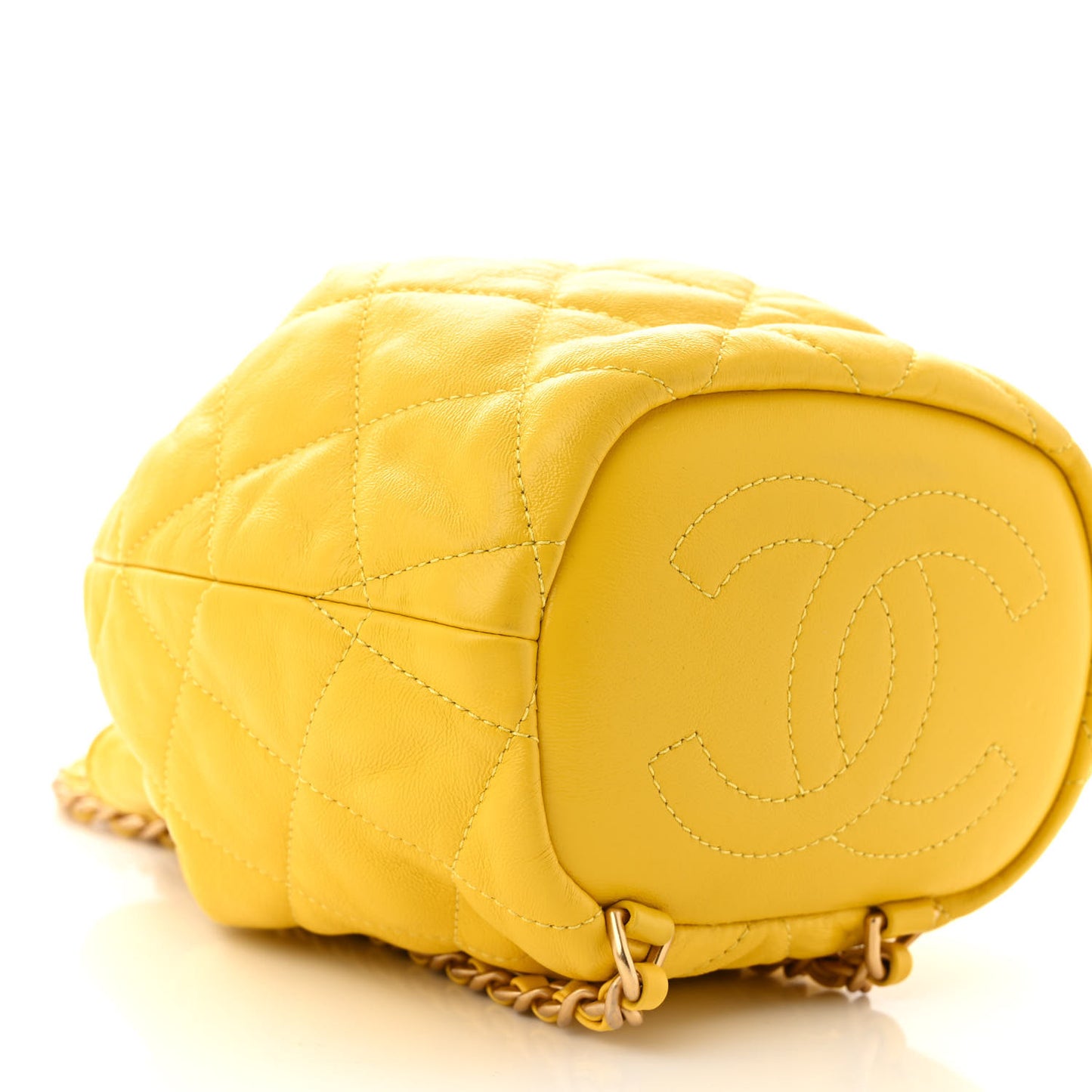 Lambskin Quilted Drawstring Backpack Yellow