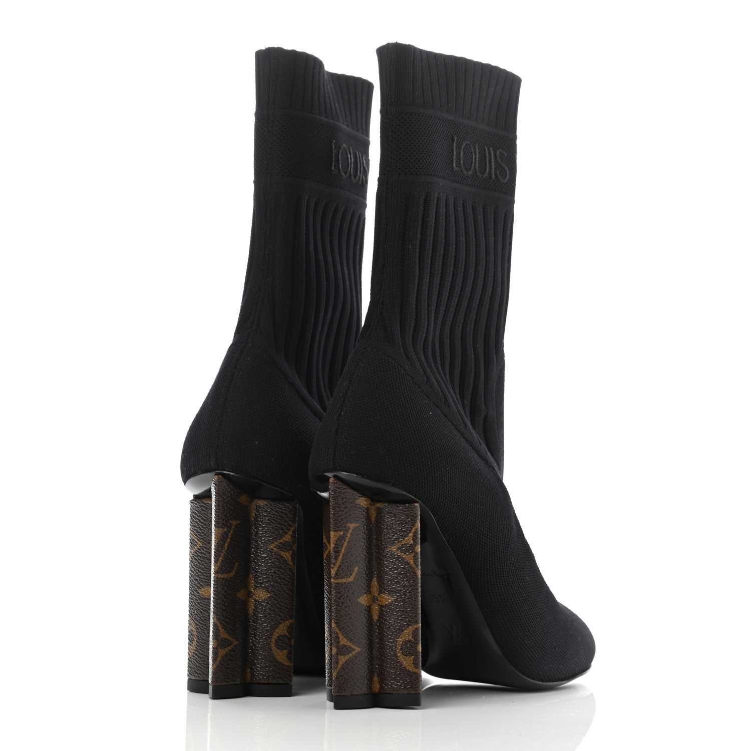 Louis Vuitton Monogram Stretch Fabric Silhouette Ankle Boots 35.5 Black 3 of 4