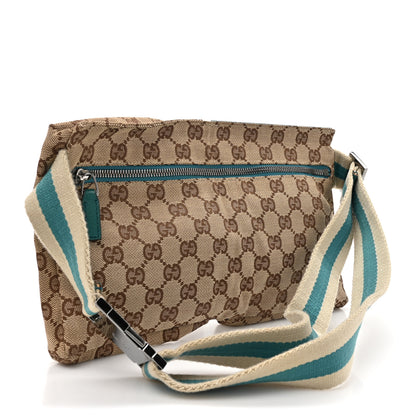 Gucci GG Monogram Web Double Pocket Belt Bag Turquoise 3 of 10