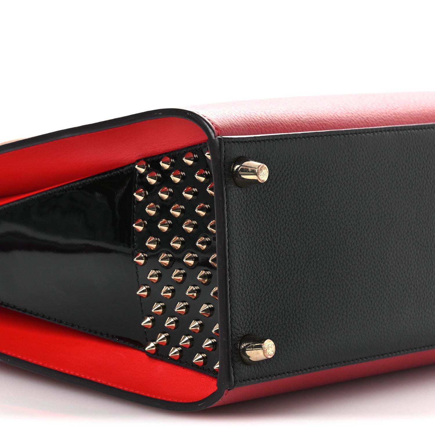 Christian Louboutin Calfskin Empire Patent Studded Medium Paloma Loulou Carmin Black 8 of 14