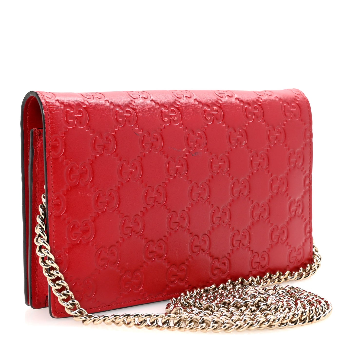 Guccissima Signature Bowy Chain Wallet Hibiscus Red