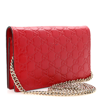 Gucci Guccissima Signature Bowy Chain Wallet Hibiscus Red 3 of 9