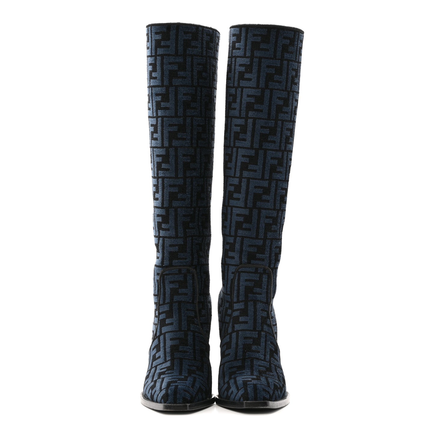 Chenille Jacquard FF 110mm Knee Boots 39 Black Blue
