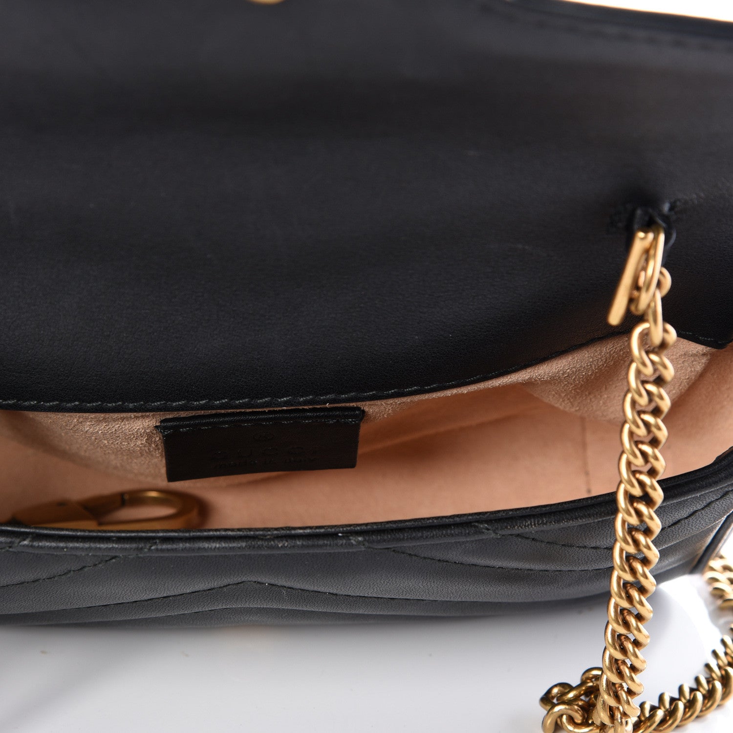 Gucci Calfskin Matelasse Super Mini GG Marmont Shoulder Bag Black 4 of 10