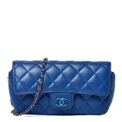 Chanel Lambskin Quilted Glasses Case With Chain Blue Purple 1 of 10