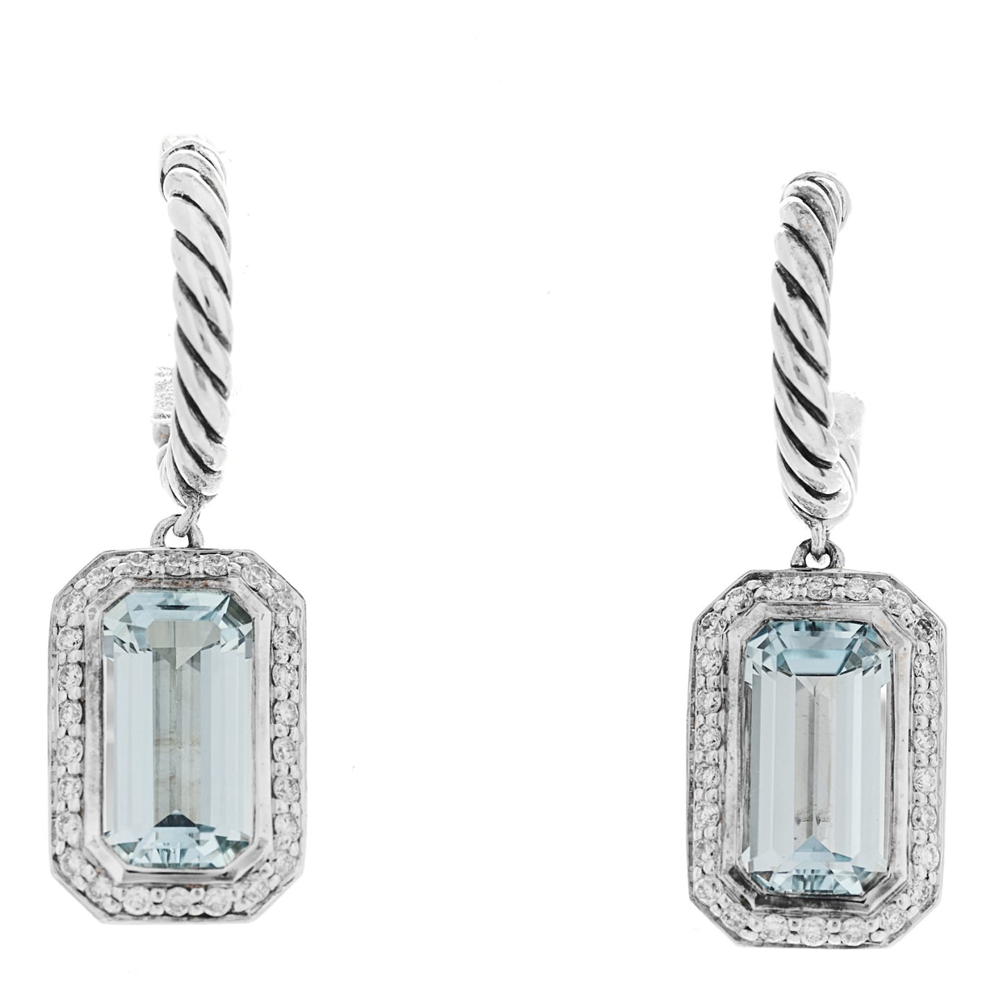 Sterling Silver Diamond Blue Topaz Novella Drop Earrings
