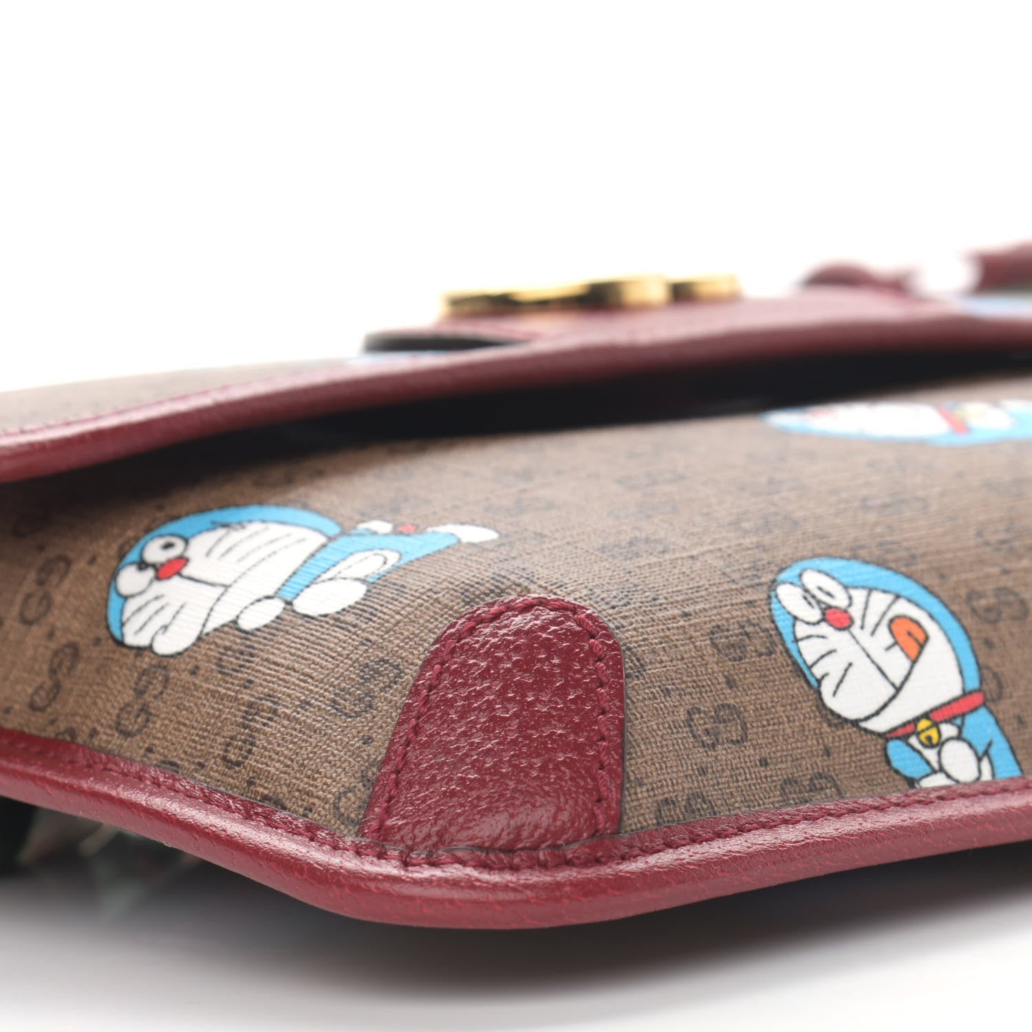 Gucci X DORAEMON Mini Vintage GG Supreme Monogram Web Slim Belt Bag Beige Cherry Red 9 of 11