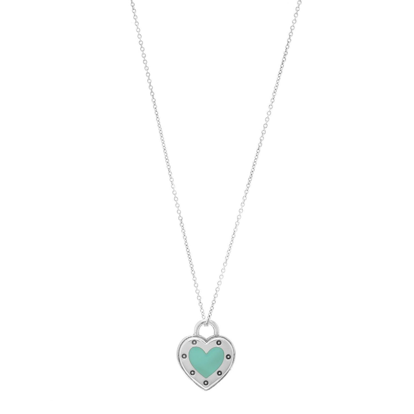 Sterling Silver Enamel Return to Tiffany Love Heart Necklace Blue