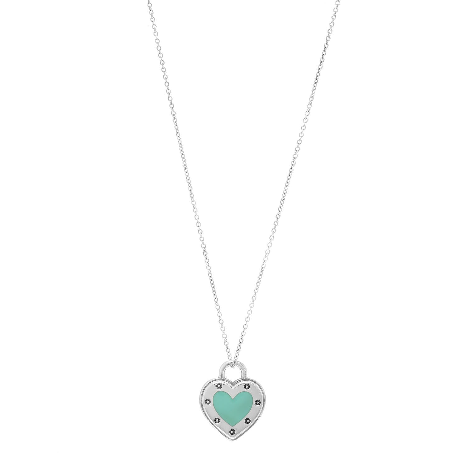 Tiffany Sterling Silver Enamel Return to Tiffany Love Heart Necklace Blue 1 of 7