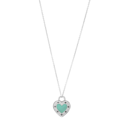 Tiffany Sterling Silver Enamel Return to Tiffany Love Heart Necklace Blue 1 of 7