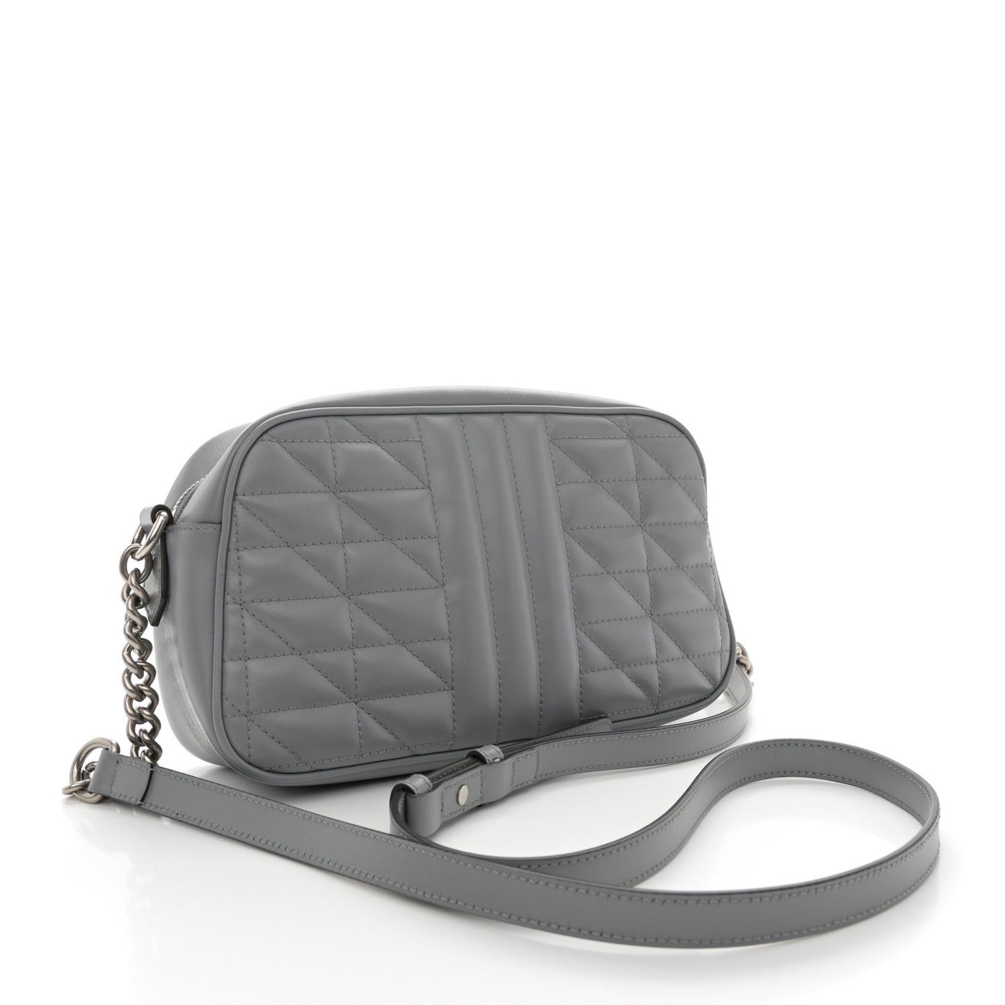 Calfskin Matelasse Aria Small GG Marmont Chain Shoulder Bag Deep Grey