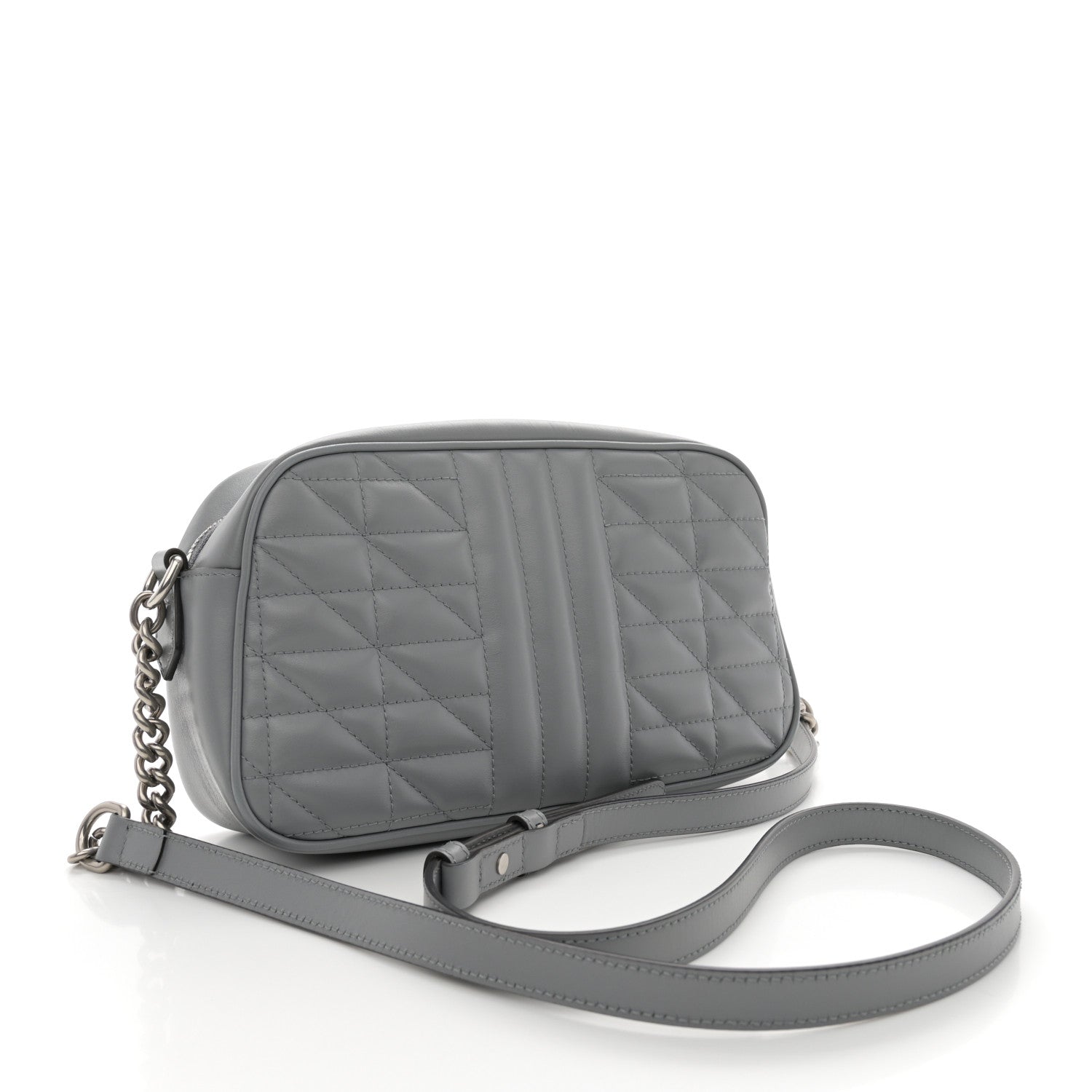 Gucci Calfskin Matelasse Aria Small GG Marmont Chain Shoulder Bag Deep Grey 3 of 12