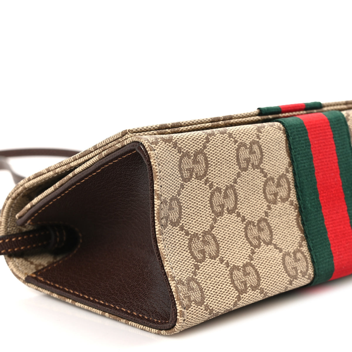 Gucci Monogram Web Small Pouch with Strap  Sand Dark Brown 8 of 10