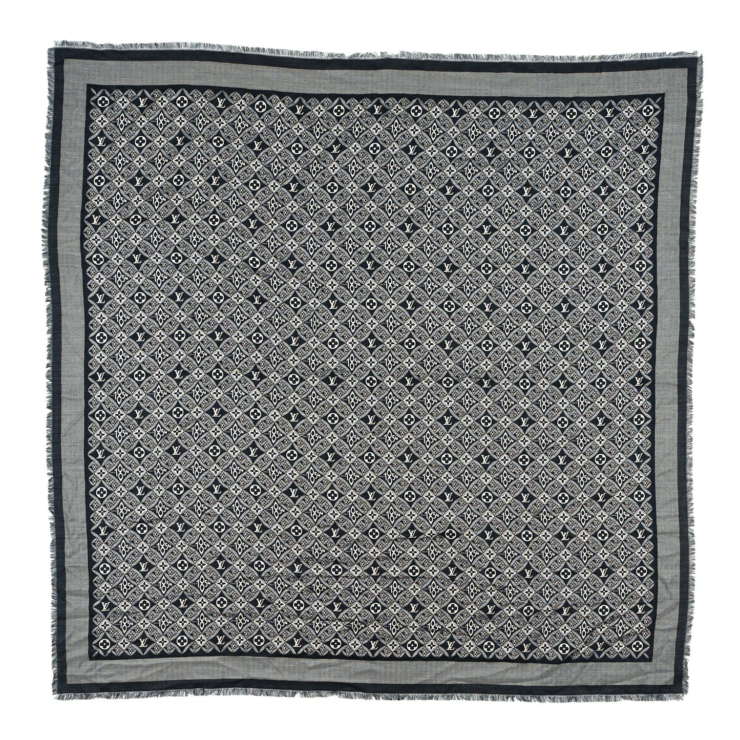 Silk Wool Jacquard Since 1854 Monogram Shawl Gray