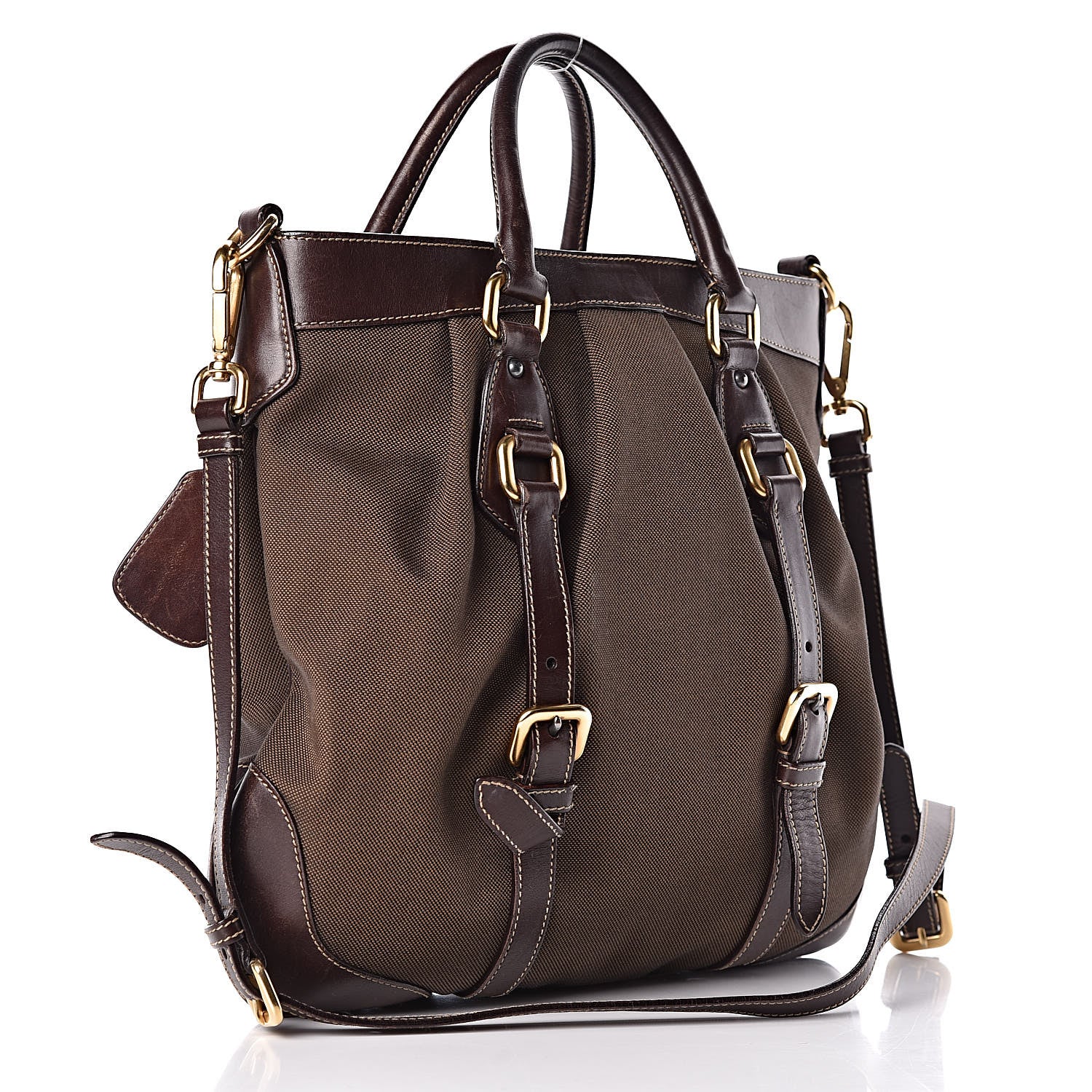 Prada Jacquard Logo Tote Brown 3 of 12