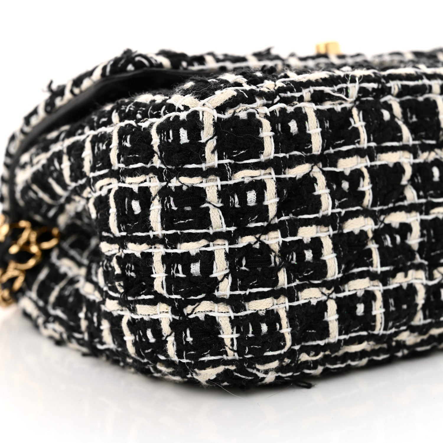 Chanel Tweed Quilted Multi Chain Mini Flap Black Ecru White 9 of 13