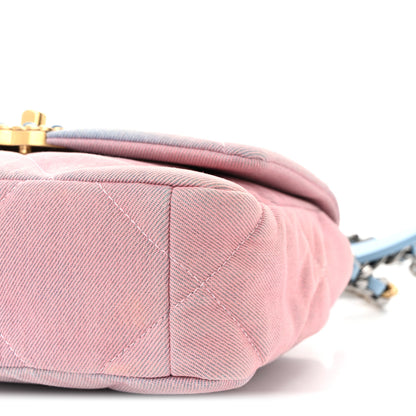 Chanel Denim Quilted Medium Chanel 19 Flap Blue Pink 10 of 11