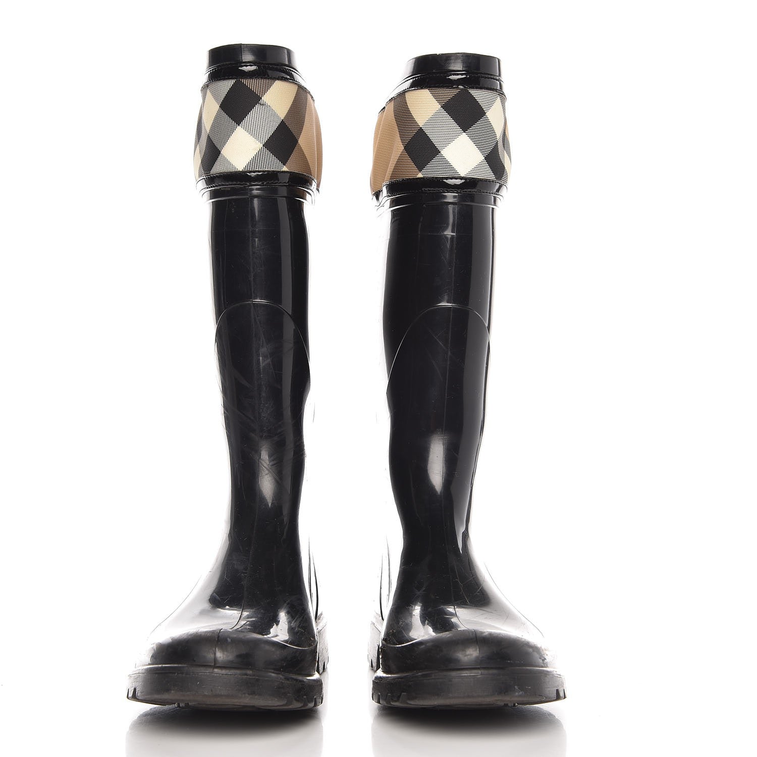 Burberry Rubber Nova Check Rain Boots 36 Black 2 of 13