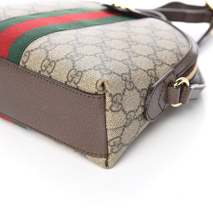 Gucci GG Supreme Monogram Textured Dollar Calfskin Web Small Ophidia Dome Shoulder Bag Beige Ebony New Acero 9 of 14